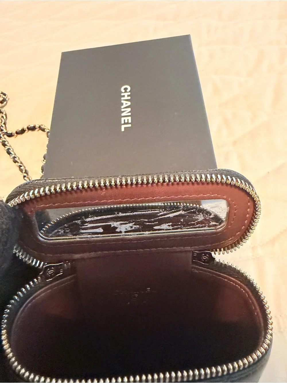 CHANEL Vertical Vanity in Black Caviar Leather with Gold Hardware